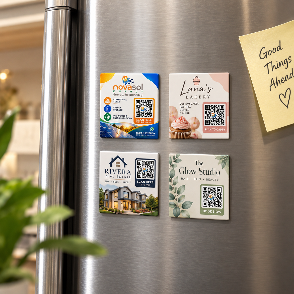 Custom QR Code Business Magnets – Premium 2" × 2" Rigid Magnets